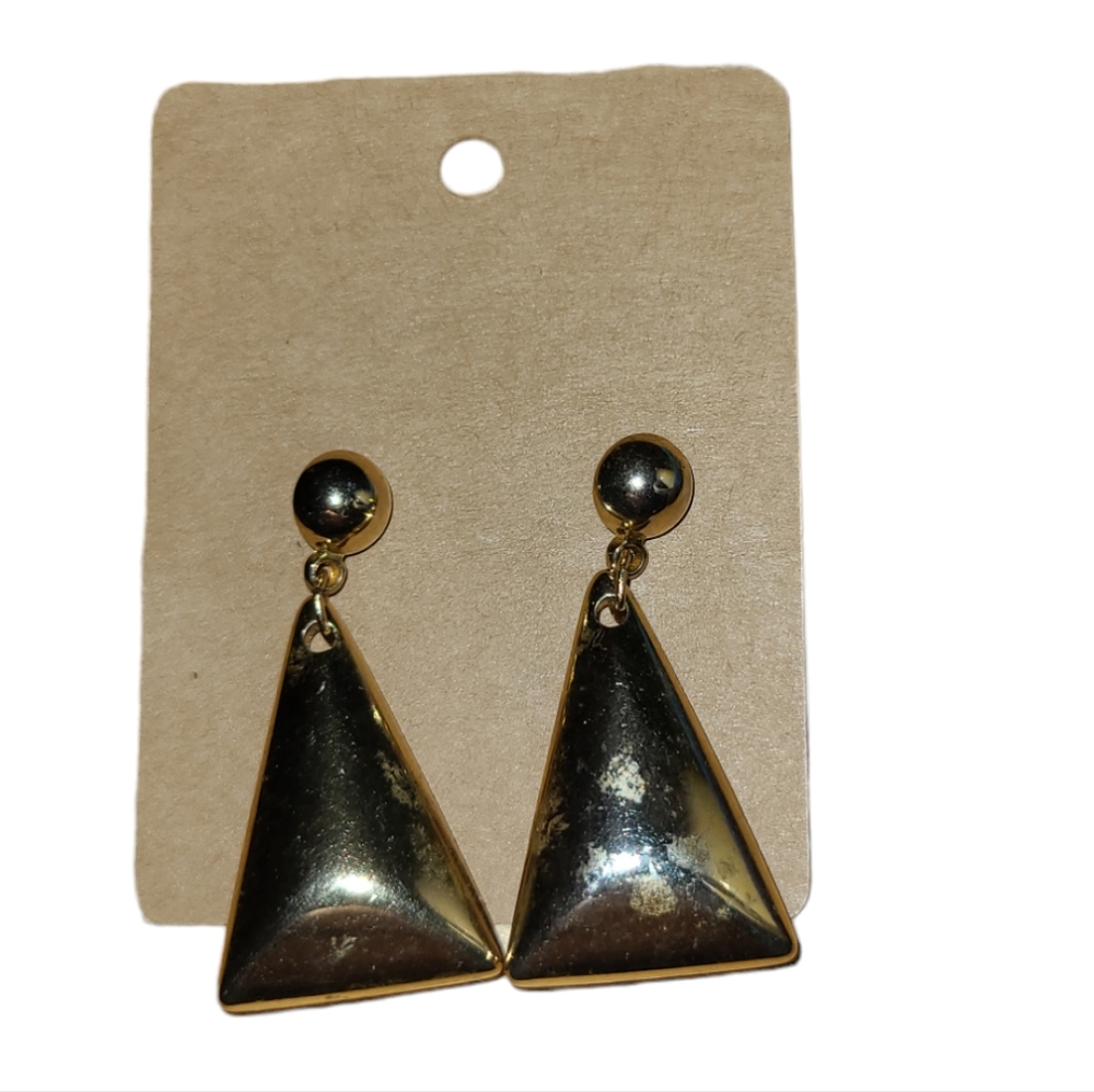 Vtg Gold Colour Pierced Earrings Lot 3